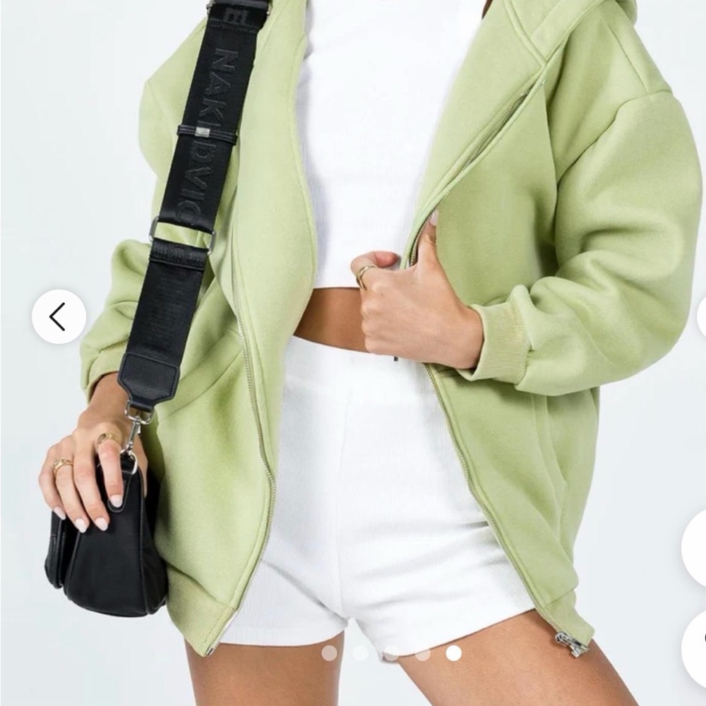 Princess Polly Sage Green Zip Hoodie